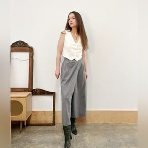 #25 Gray 23 Vingt-Trios Arrondissements Wool Wide Leg Pleated Culottes Trousers